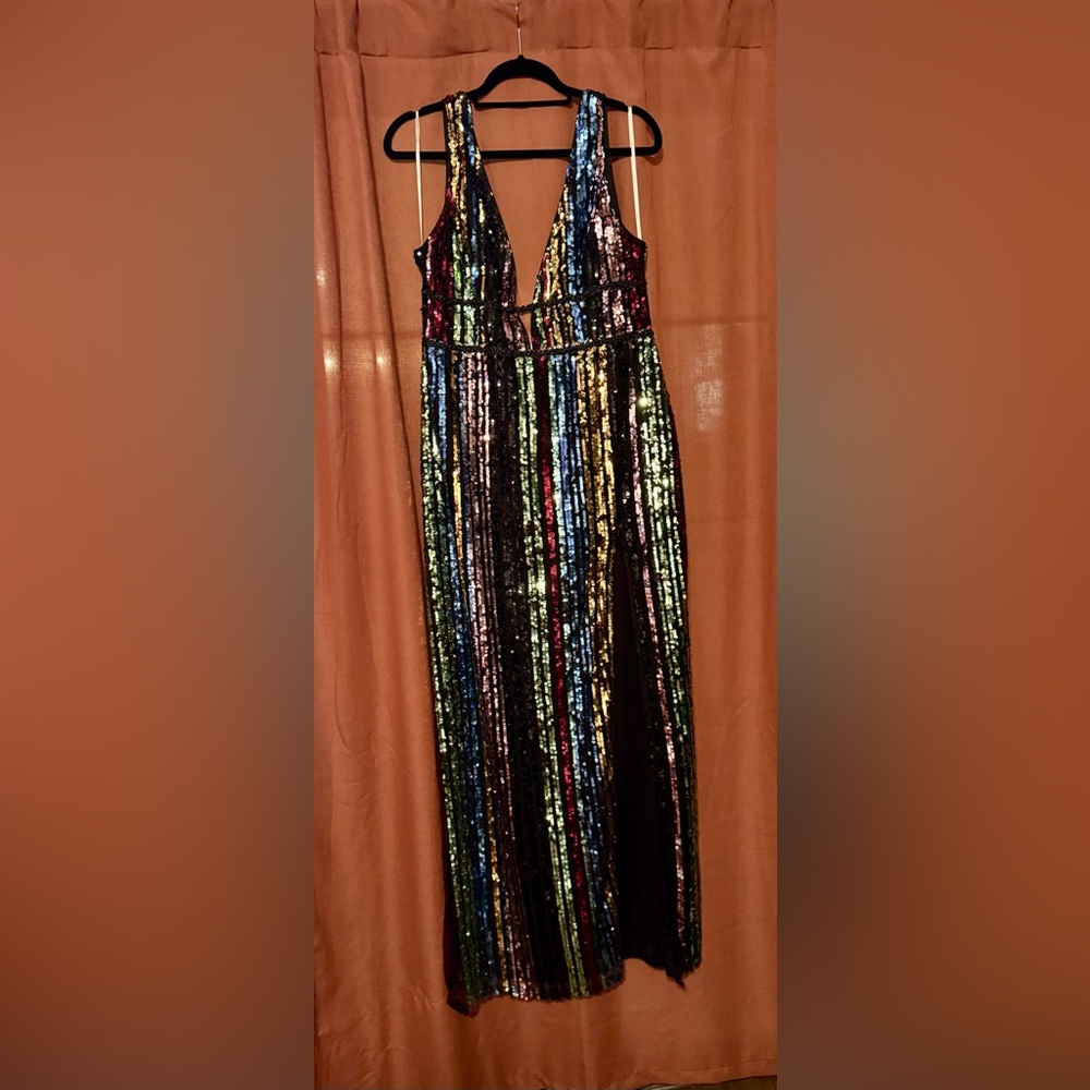 Multi-colored Sequin Formal Maxi Dress